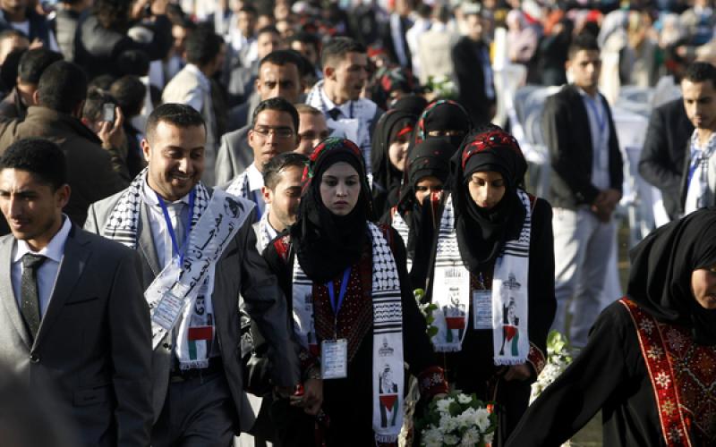 صور.. زفاف جماعي بمحافظة رفح جنوب القطاع