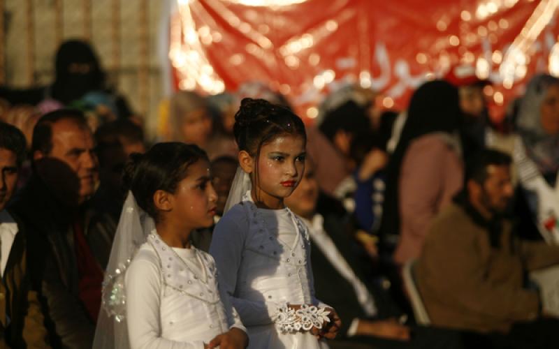 صور.. زفاف جماعي بمحافظة رفح جنوب القطاع