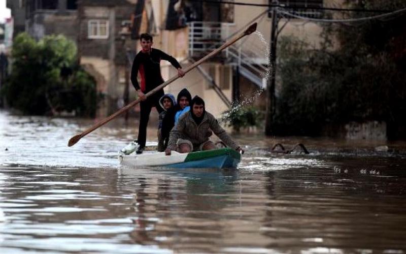 بالصور: دير البلح.. منخفض شرد البشر وقتل الشجر