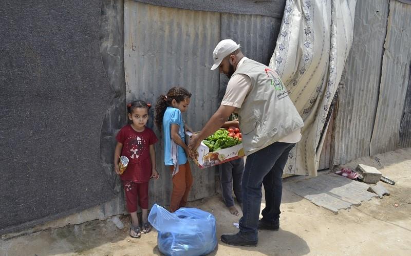 بالصور: الملتقى التربوي يوزع سلال خضراوات في النصيرات