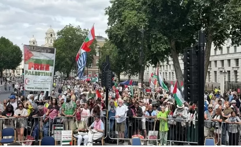 مظاهرة حاشدة في لندن دعماً لفلسطين.. طالبوا بوقف الحرب على غزة