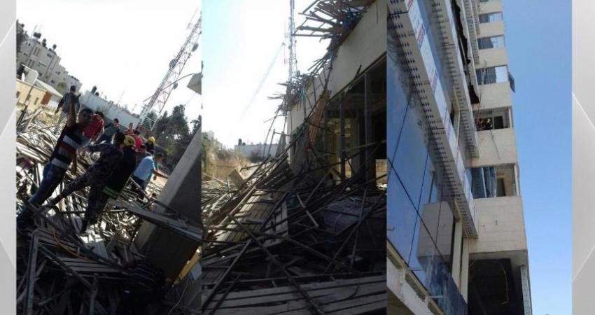 انهيار سقالة بناء برام الله