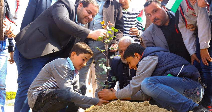 بلدية خانيونس تزرع 50 دونما إحياء لـ