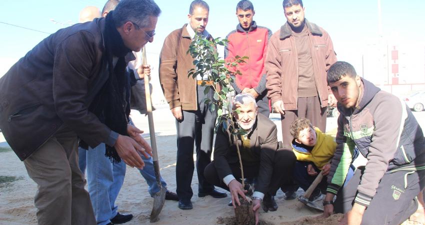 بلدية رفح تبدأ حملة تشجير شارع " الشهيد الزواري"