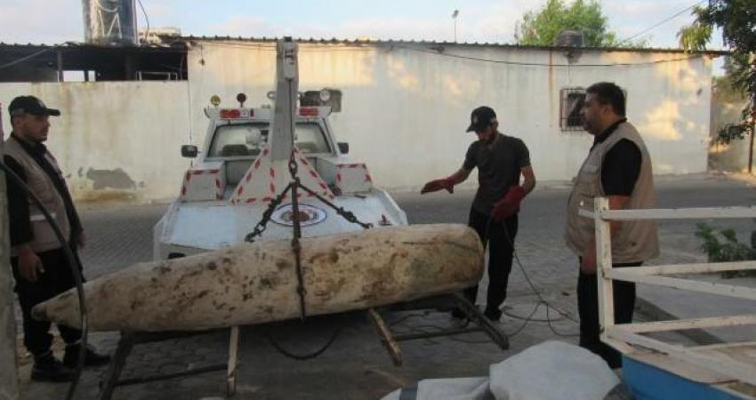 إتلاف شرطة هندسة المتفجرات قنبلة كبيرة بغزة