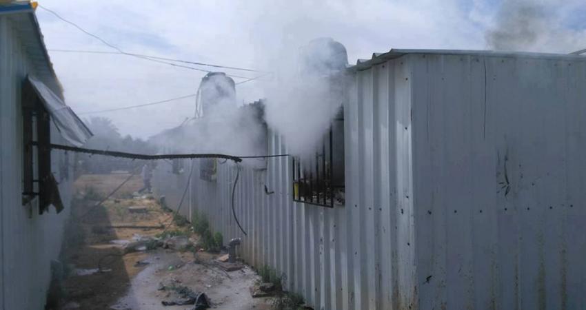 حريق كرفانات المتضررين شرق خانيونس