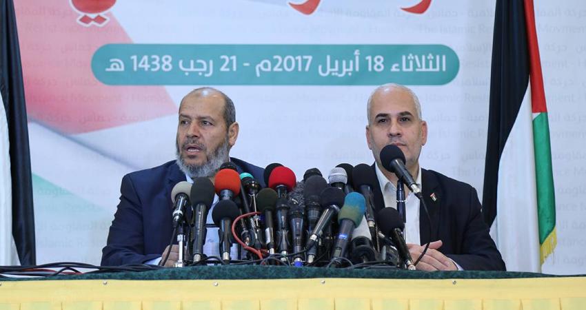 برهوم والحية في مؤتمر صحفي لحماس