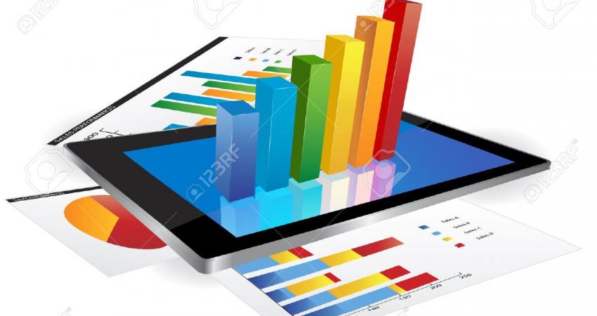 18695240-Tablet-screen-with-3d-graph-and-a-paper-with-statistic-charts-Stock-Vector