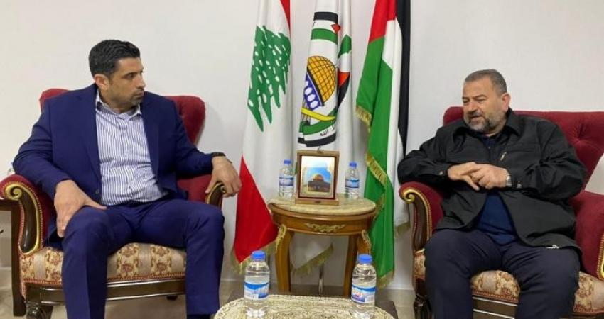 العاروري يناقش مع رئيس لجنة الحوار اللبناني الفلسطيني أوضاع اللاجئين