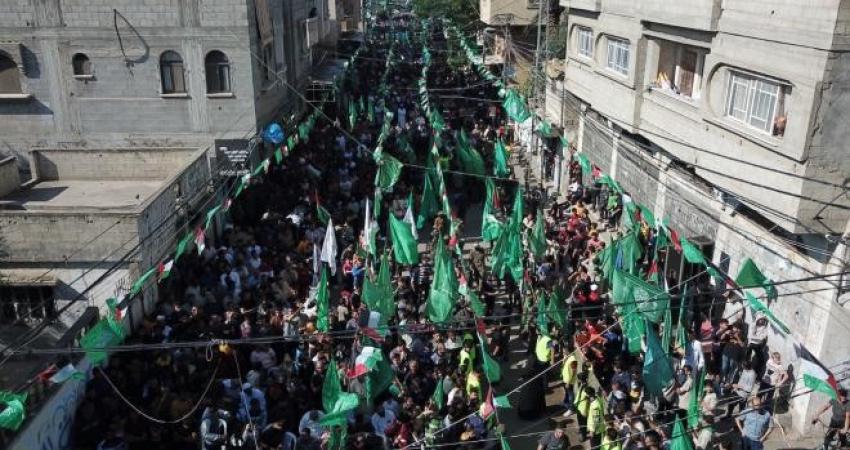حماس تنظم مسيرة حاشدة نصرة للأقصى والضفة وسط قطاع غزة