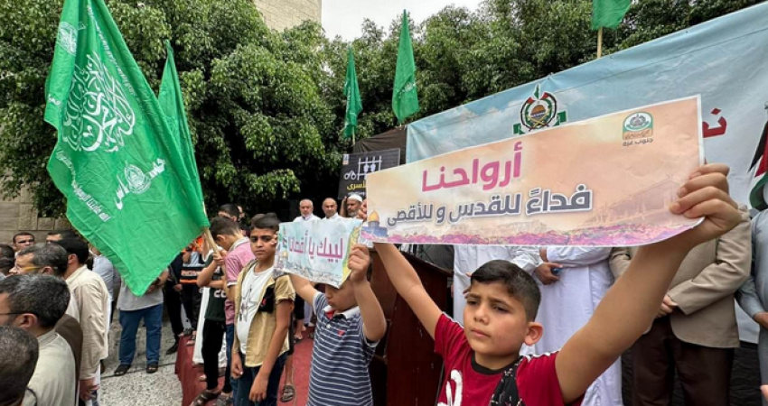 حماس تنظم وقفة جماهيرية جنوب غزة نصرة للأقصى